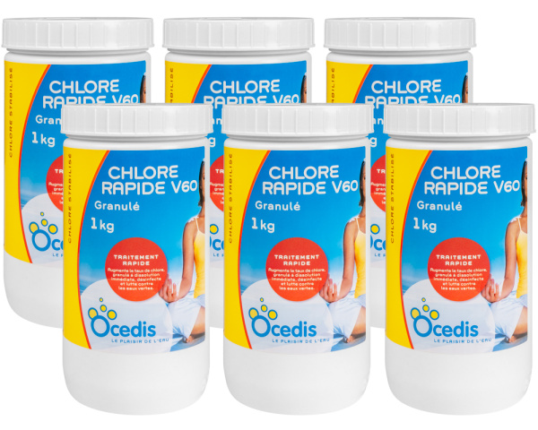 Box of 6 Ocedis Chlorine granules O'Spa V60 - Click to enlarge