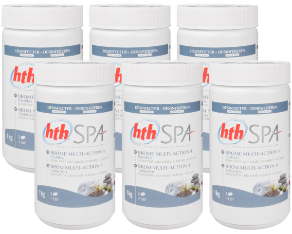 Box of 6 HTH Bromine Multi-Action 4 Tablets - Click to enlarge
