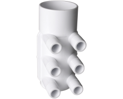 2" F Verteiler mit 6 geriffelten 3/4" M+ Ausgngen