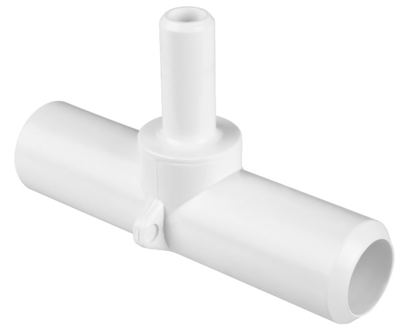 Tee with 3/4" barb and 3/8" barb connections - Click to enlarge