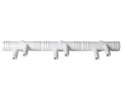 3/4" M+ ribbed manifold, 6 ports 3/8" M+