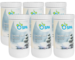 Box of 6 O Spa slow-release chlorine tablets